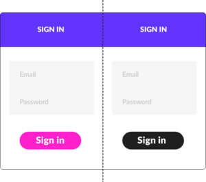 2 Sign In windows asking for email and password. One "Sign In" button is pink and the other is black.