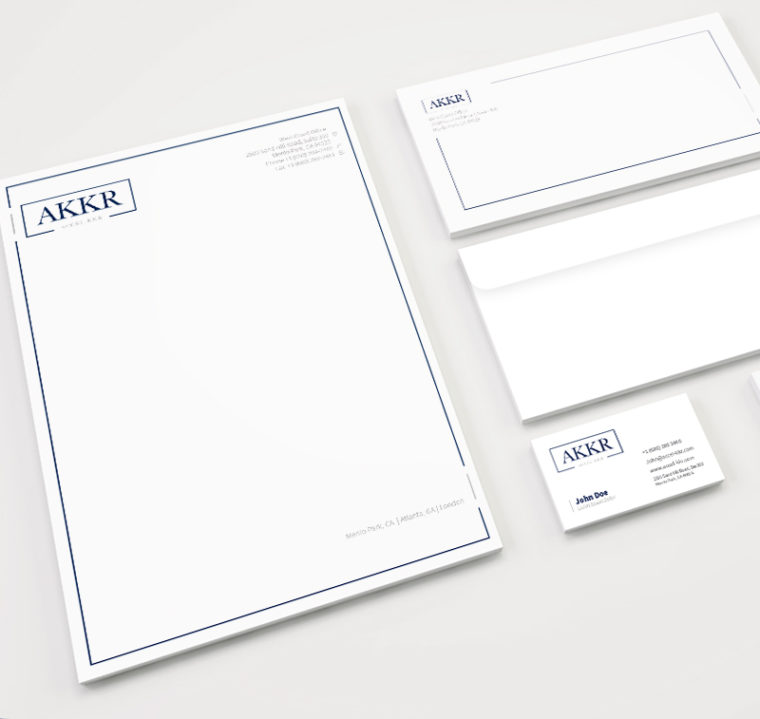 A set of sample stationary for professional letterhead.