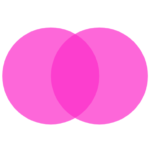 Two overlapping pink circles like a Venn Diagram. The overlapping part is a darker shade of pink.