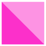 A square made of two pink isosceles triangles. One is a darker shade of pink then the other.