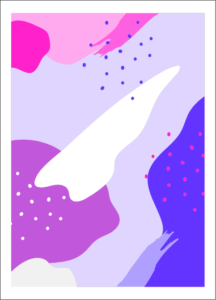 An abstract image with scattered blobs and dots in white, blue, purple, and pink.