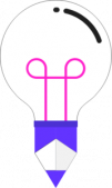 What-is-content-marketing-179×300 A lightbulb with a pink filament. The bottom of the lightbulb is blue and pointed.